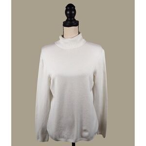 Talbot's Vintage Cream Cotton Blend Turtleneck Sweater Size Medium